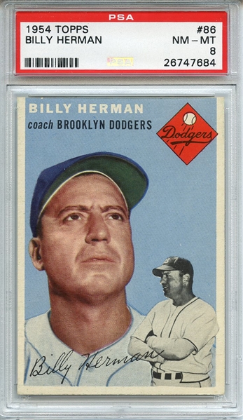 1954 TOPPS 86 BILLY HERMAN PSA NM-MT 8
