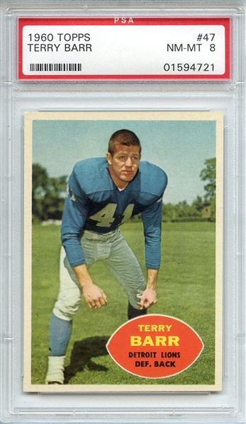 1960 TOPPS 47 TERRY BARR PSA NM-MT 8