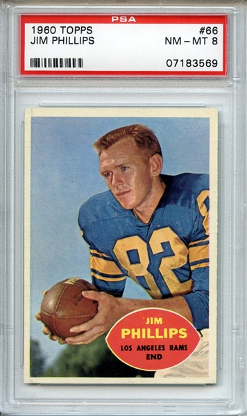1960 TOPPS 66 JIM PHILLIPS PSA NM-MT 8