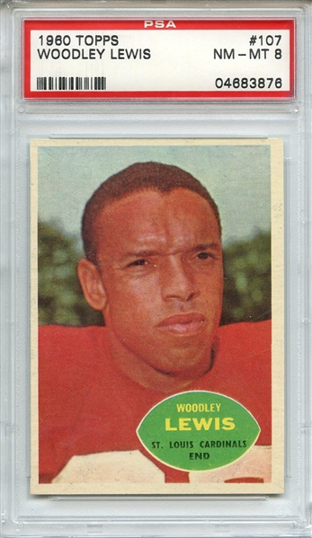 1960 TOPPS 107 WOODLEY LEWIS PSA NM-MT 8