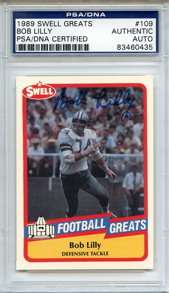 BOB LILLY SIGNED 1989 SWELL GREATS CARD PSA/DNA