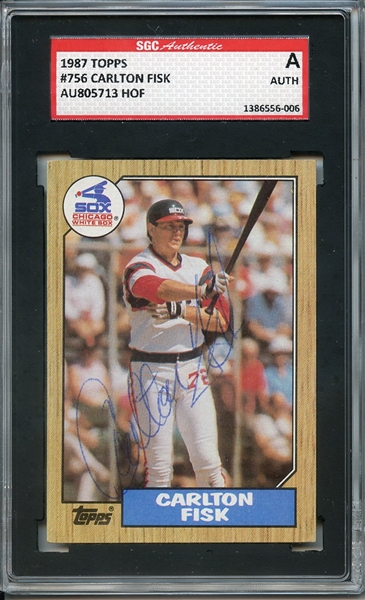 CARLTON FISK SIGNED 1987 TOPPS CARD SGC AUTHENTIC