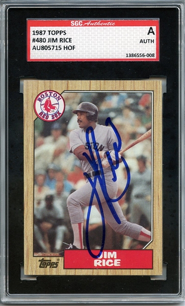 JIM RICE SIGNED 1987 TOPPS CARD SGC AUTHENTIC