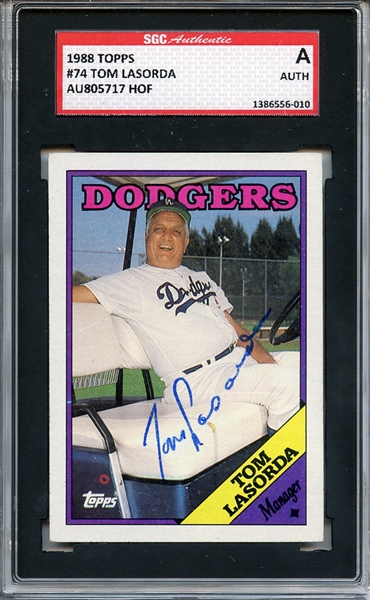 TOMMY LASORDA SIGNED 1988 TOPPS CARD SGC AUTHENTIC