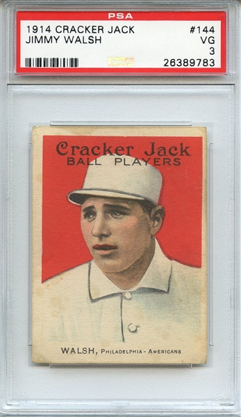 1914 CRACKER JACK 144 JIMMY WALSH PSA VG 3