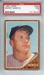 1962 TOPPS 200 MICKEY MANTLE PSA NM 7
