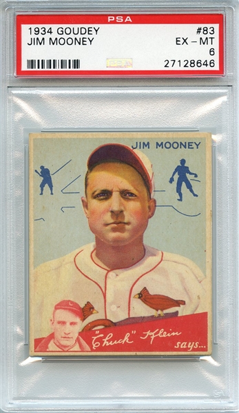 1934 GOUDEY 83 JIM MOONEY PSA EX-MT 6