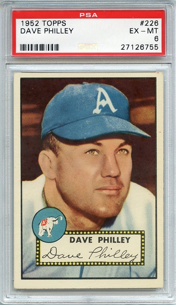 1952 TOPPS 226 DAVE PHILLEY PSA EX-MT 6