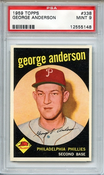 1959 TOPPS 338 GEORGE ANDERSON RC PSA MINT 9