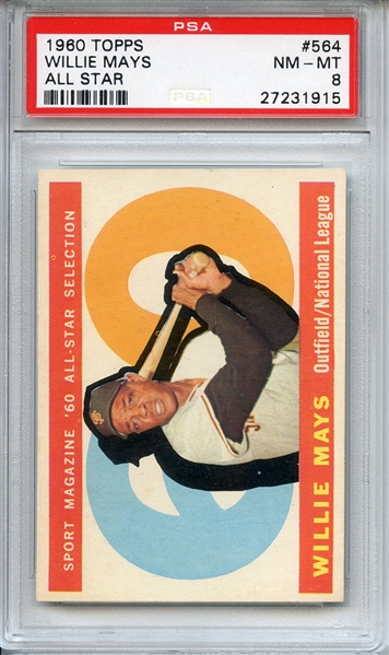 1960 TOPPS 564 WILLIE MAYS ALL STAR PSA NM-MT 8