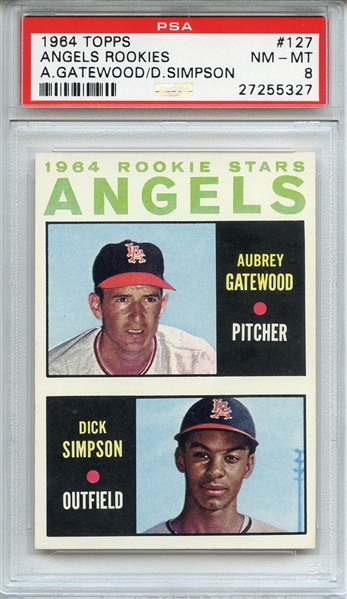 1964 TOPPS 127 ANGELS ROOKIES A.GATEWOOD/D.SIMPSON PSA NM-MT 8