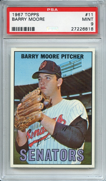 1967 TOPPS 11 BARRY MOORE PSA MINT 9