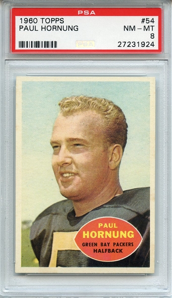 1960 TOPPS 54 PAUL HORNUNG PSA NM-MT 8