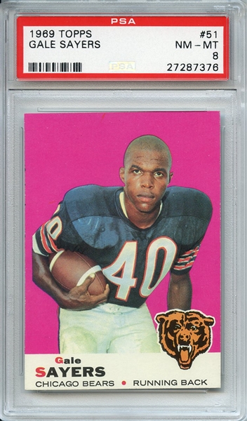 1969 TOPPS 51 GALE SAYERS PSA NM-MT 8