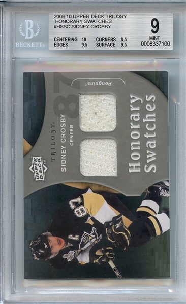 2009 UPPER DECK TRILOGY HONORARY SWATCHES HSSC SIDNEY CROSBY BGS MINT 9