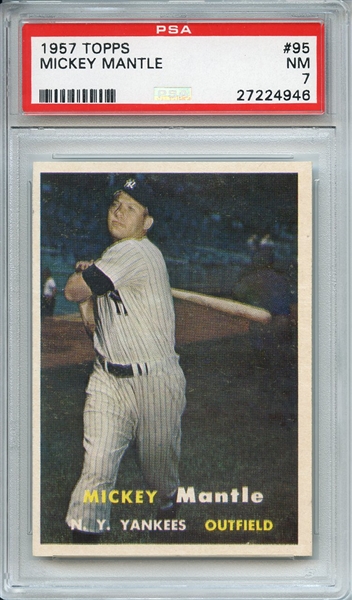 1957 TOPPS 95 MICKEY MANTLE PSA NM 7
