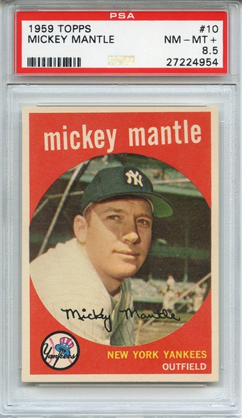 1959 TOPPS 10 MICKEY MANTLE PSA NM-MT+ 8.5