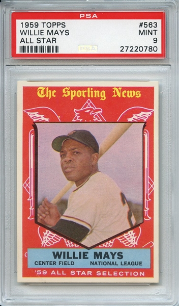 1959 TOPPS 563 WILLIE MAYS ALL STAR PSA MINT 9
