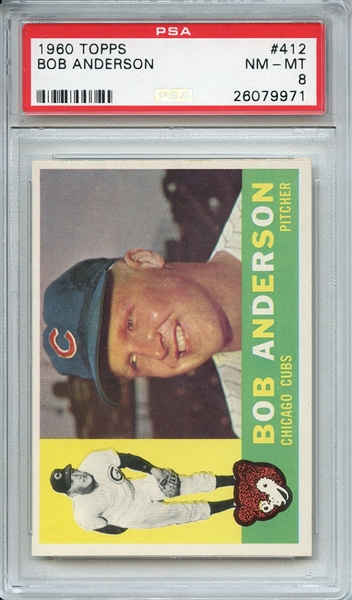 1960 TOPPS 412 BOB ANDERSON PSA NM-MT 8