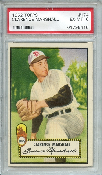 1952 TOPPS 174 CLARENCE MARSHALL PSA EX-MT 6