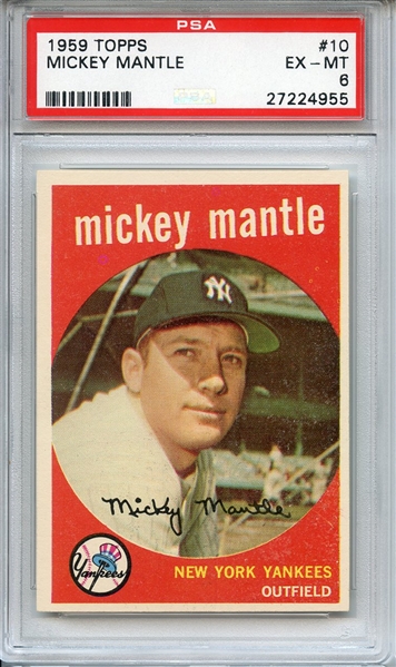 1959 TOPPS 10 MICKEY MANTLE PSA EX-MT 6