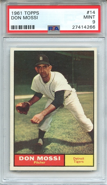 1961 TOPPS 14 DON MOSSI PSA MINT 9