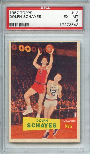 1957 TOPPS 13 DOLPH SCHAYES PSA EX-MT 6
