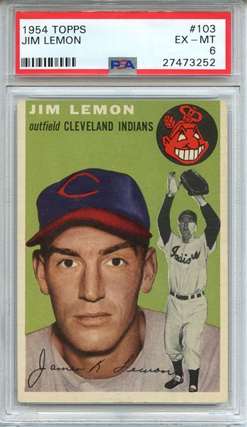 1954 TOPPS 103 JIM LEMON PSA EX-MT 6