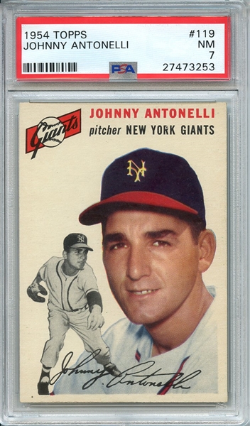 1954 TOPPS 119 JOHNNY ANTONELLI PSA NM 7