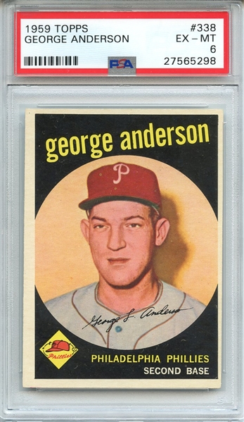 1959 TOPPS 338 GEORGE ANDERSON RC PSA EX-MT 6
