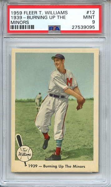 1959 FLEER TED WILLIAMS 12 1939-BURNING UP THE MINORS PSA MINT 9
