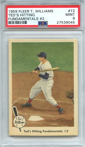 1959 FLEER TED WILLIAMS 72 TED'S HITTING FUNDAMENTALS #2 PSA MINT 9