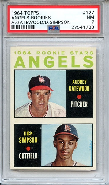 1964 TOPPS 127 ANGELS ROOKIES A.GATEWOOD/D.SIMPSON PSA NM 7