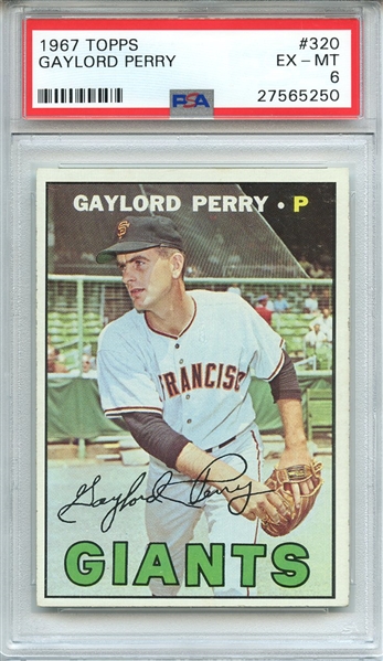 1967 TOPPS 320 GAYLORD PERRY PSA EX-MT 6