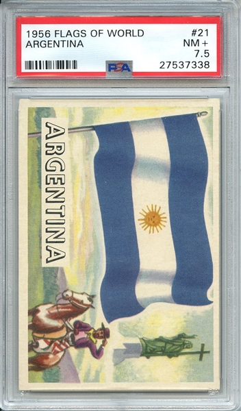 1956 FLAGS OF WORLD 21 ARGENTINA PSA NM+ 7.5