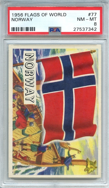 1956 FLAGS OF WORLD 77 NORWAY PSA NM-MT 8