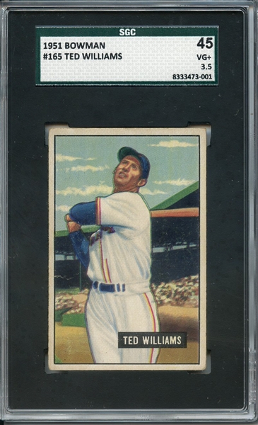 1951 BOWMAN 165 TED WILLIAMS SGC VG+ 45 / 3.5