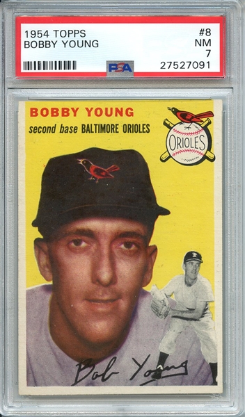 1954 TOPPS 8 BOBBY YOUNG PSA NM 7