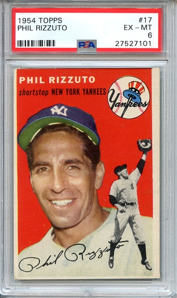 1954 TOPPS 17 PHIL RIZZUTO PSA EX-MT 6