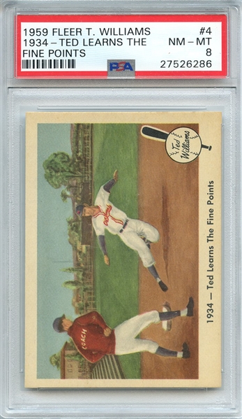 1959 FLEER TED WILLIAMS 4 1934-TED LEARNS THE FINE POINTS PSA NM-MT 8