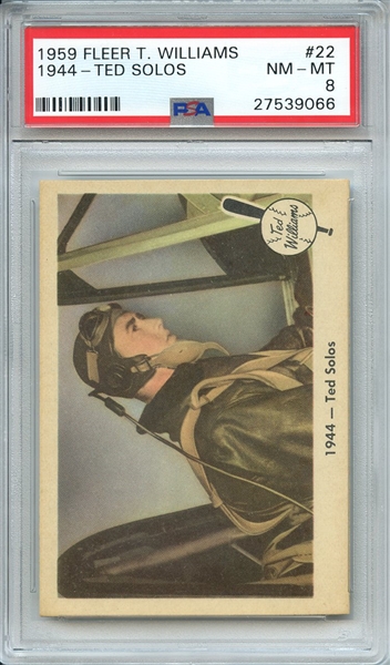 1959 FLEER TED WILLIAMS 22 1944-TED SOLOS PSA NM-MT 8
