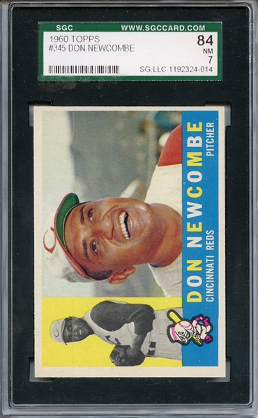 1960 TOPPS 345 DON NEWCOMBE SGC NM 84 / 7