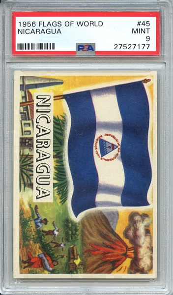 1956 FLAGS OF WORLD 45 NICARAGUA PSA MINT 9