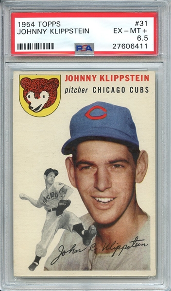 1954 TOPPS 31 JOHNNY KLIPPSTEIN PSA EX-MT+ 6.5