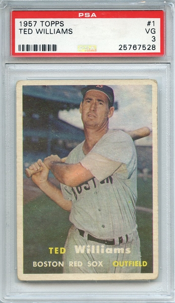 1957 TOPPS 1 TED WILLIAMS PSA VG 3
