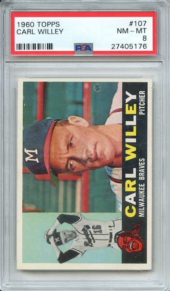 1960 TOPPS 107 CARL WILLEY PSA NM-MT 8