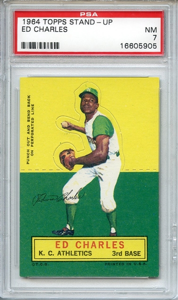 1964 TOPPS STAND-UP ED CHARLES PSA NM 7