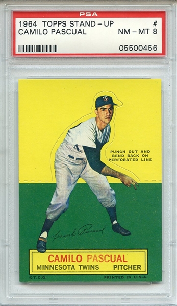 1964 TOPPS STAND-UP CAMILO PASCUAL PSA NM-MT 8