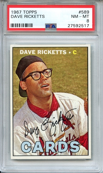 1967 TOPPS 589 DAVE RICKETTS PSA NM-MT 8