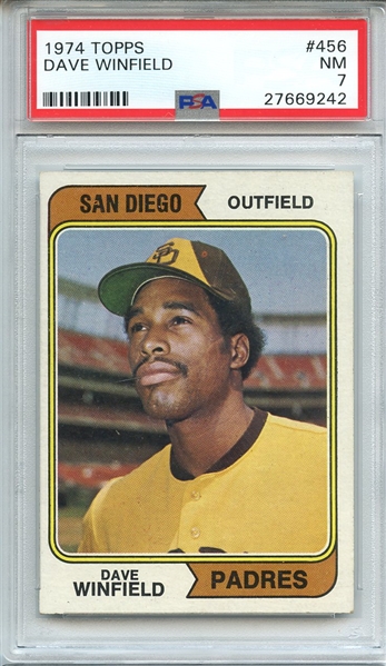 1974 TOPPS 456 DAVE WINFIELD RC PSA NM 7